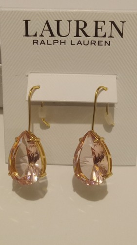 LAUREN RALPH LAUREN Ohrhänger rosa Träne goldfarben durchbohrt Paar #1