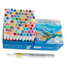 Acrylic Paint Markers Brush Tip for Wood Rock Fabric Ceramic,Marker 80 Colors