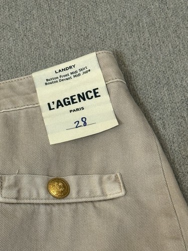 L’Agence Landry Denim Midi Rock Gr. 28 Biscuit hellbraun beige Knopfleiste Freizeit - Bild 3 von 7