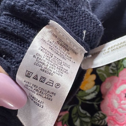 Loft Ann Taylor Damen Pullover Pulli Large dunkelblau bestickt Blumen Strick - Bild 12 von 12