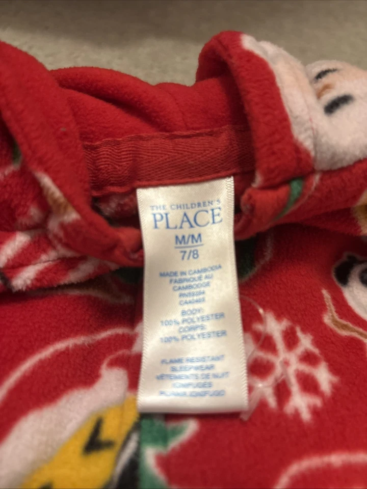 Children’s Place Christmas one piece Pajamas Hooded Size 7/8 - Image 3 of 4