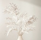 CB2 Modern 36” Faux White Fern & 51” Champagne Gold Willow Leaf Holiday Florals