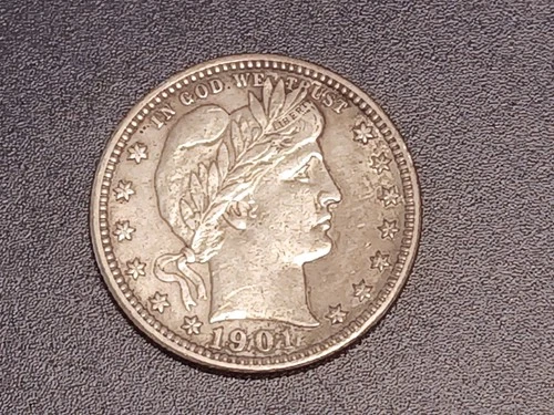 Choice XF/AU details 1901-P Barber Quarter