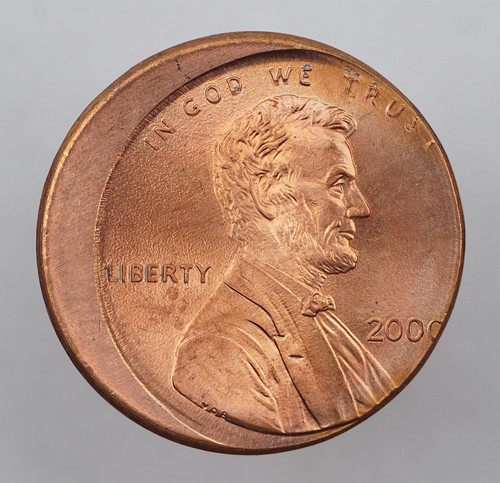 2000 1c Off Center Full Date US Mint Error Lincoln Cent Coin E200