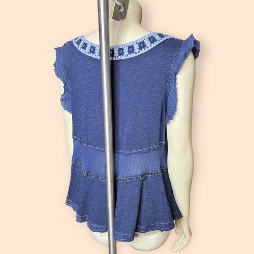 Free People Blue Deep V Top - Picture 3 of 5