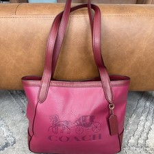Coach Tote Bag 27 _Pink Color block w Horse & Carriage Bright Violet C5775 B