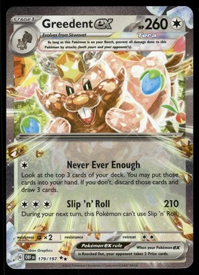 Greedent EX 179/197   Obsidian Flames Double Rare NM