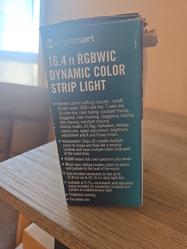 EcoSmart 16.4' RGBWIC Color Changing Dimmable Linkable Plugin LED Strip Light201 - Picture 2 of 5