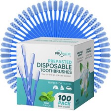 100 Pack Disposable Toothbrushes with Toothpaste Built In  Mint Prepasted To...