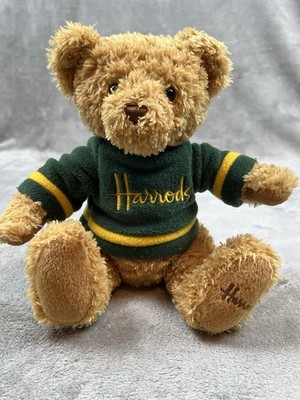 Harrods Teddy Bear Knightsbridge 7.5'' Green Fleece Sweater Embroidered Logo