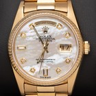 Presidential Rolex Day-Date 18238 Watch 36mm Baguette Diamond MOP 18K Yellow Gol