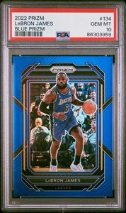 2022-23 Panini Prizm #134 Lebron James Blue Prizm /199 Lakers PSA 10