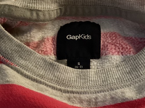GAP GIRL 6/7 Deep Pink & Gray Strioe Raglan Pullover Sweatshirt - Picture 8 of 16