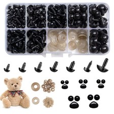 Eyes and Noses, Black Plastic with Washers for Doll Making Crafts Accessories