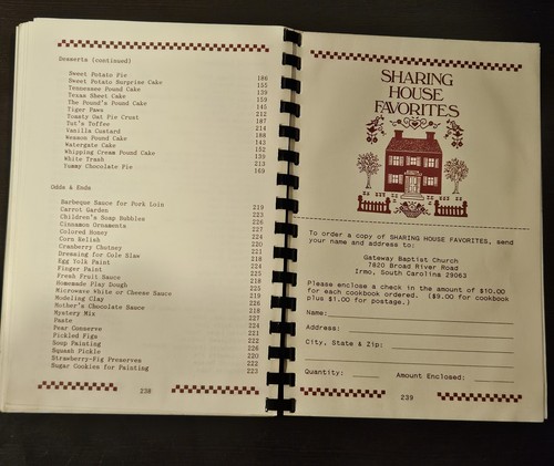 1988 Sharing House Favorites Cookbook Gateway Baptist Church Irmo, SC Recipes - Picture 11 of 12