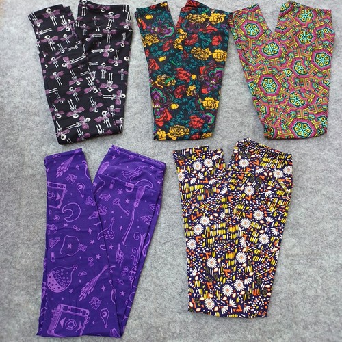 Paquete de 5 - Leggings LuLaRoe Talla Única OS - Lote #12 - NUEVO SIN ETIQUETAS - Esqueletos y Más - Imagen 2 de 3