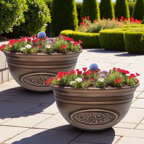 Oliven Pflanzschale 30 cm - stilvoller runder Blumentopf für Pflanzen drinnen & draußen - Bild 14 von 14