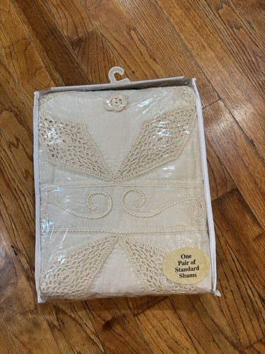 Nuevo 2 fundas de almohada Shabby Chic algodón detalles de ganchillo crudo se adapta a almohada estándar - Imagen 8 de 8