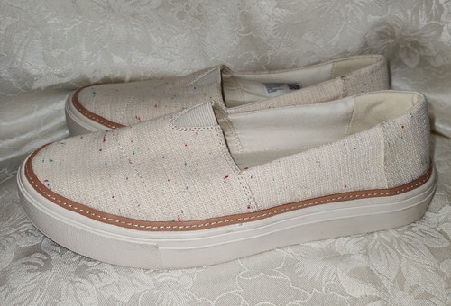 TOMS Parker Naturals Ivory Speckled Slip On Canvas Loafer Shoes Womens 8M NWOB - Picture 5 of 14