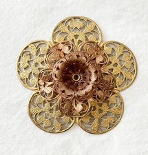 Jewelry Stamping - Raw brass filigree flower - 6 pieces