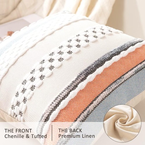 Juego de 2 Fundas de Almohada Boho 18x18 Funda de Cojín Decorativa Granja Str... - Imagen 2 de 6