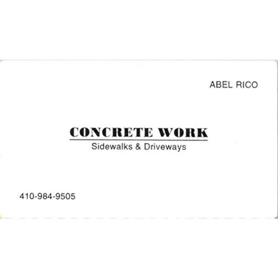 #ad #ad Concrete Work Sidewalks amp; Driveways Abel Rico MD Vintage Business Card STB7 BC11 $27.00