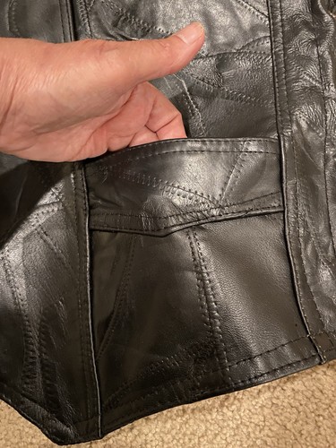 Men's Diamond Plate Buffalo Leather Motorcycle Biker Vest Sz XL Genuine Leather - Picture 7 of 8