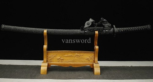 T10 Stahl Ton gehärtetes japanisches Katana schwarzes Schwert SHINOGI ZUKURI Full Tang - Bild 5 von 14