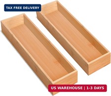 Silverware Drawer Organizer, Utensil Organizer, Bamboo Storage Box Wood T