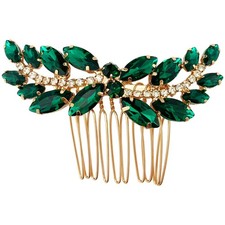 Bridal Hair Comb Emerald Green Crystal Wedding Hair Piece Pin Accessories