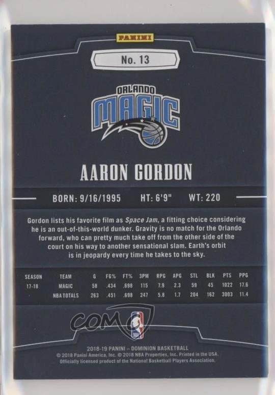 2018-19 Panini Dominion /75 Aaron Gordon #13 - Image 2 of 2