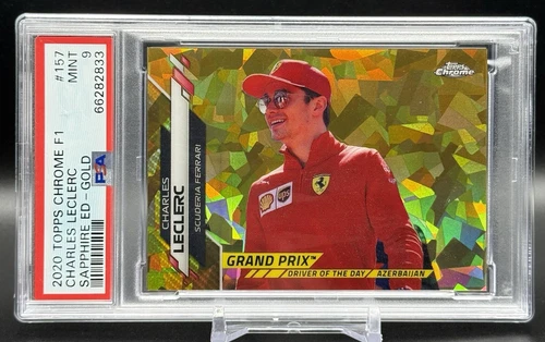 2020 Topps Chrome F1 Charles Leclerc /50 Gold Sapphire RC PSA 9 #157 Azerbaijan
