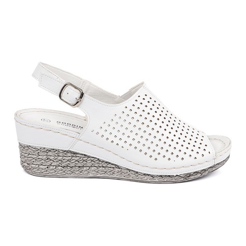 Goodin White sandals on the wedge