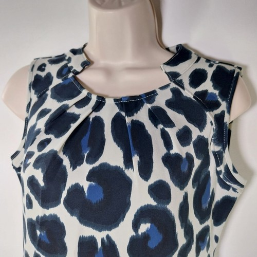Kardashian Kollection Size 8 Midi Dress Leopard Print Blue Black Short Sleeves - Picture 3 of 8