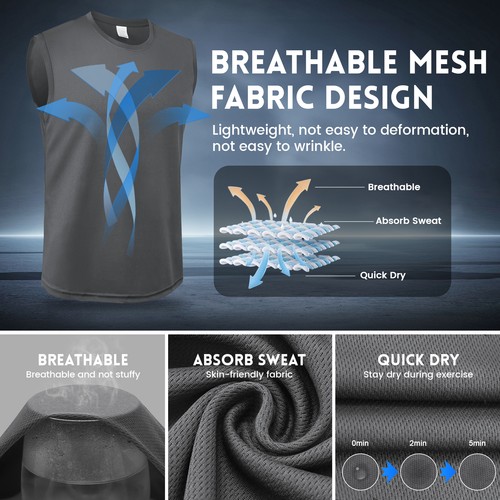 3er Herren Tank Top Sport Muskelshirts Lässige Fitness ärmelloses Shirt Laufen - Bild 50 von 61