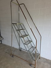 Cotterman Metal Rolling Ladder 6-Step 50"H Platform 18"x10"Tread 88"H 30"W 