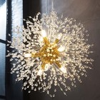 Modern Firework Gold Crystal Chandeliers,Sputnik Dandelion Chandelier Light F...