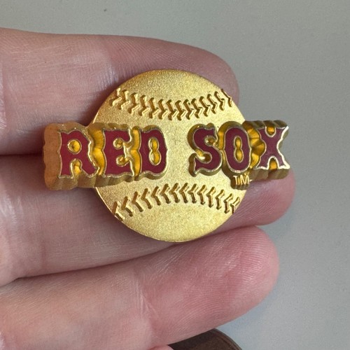 Vintage Boston Red Sox Gold Baseball Script Enamel Lapel Pin Heavy! Peter David - Picture 1 of 4