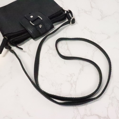 Rosetti Women's Black Pebbled Vegan Leather Slim Compact Travel Crossbody Purse - Picture 4 of 8