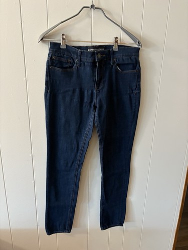 Express 6 Regular Women’s Mid Rise Legging Jeans Dark Denim Stretch - Picture 2 of 11
