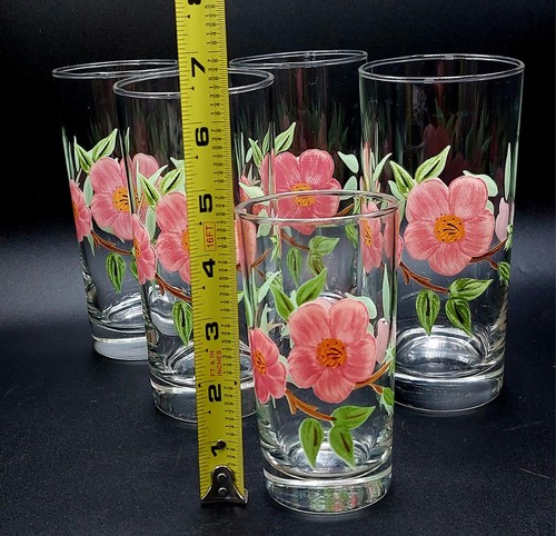 Vintage Franciscan Desert Rose 4-Iced Tea Glasses 1-Juice Glass Weighted Bottoms - Picture 4 of 10