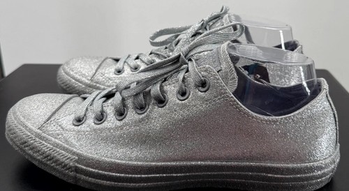 Converse Shoes Womens Size 11 Chuck Taylor All Star Low Silver Glitter Sneaker - Picture 4 of 16