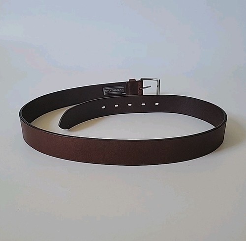 Trafalgar Brown Smooth Genuine Leather Adjustable Dress Belt 36 Classic Preppy - Picture 2 of 14