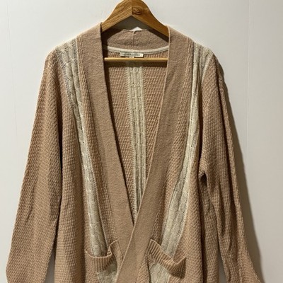 41 HAWTHORN Cardigan Women Sz 2X Beige Prairie Open Relaxed Knit Lagenlook