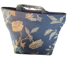 Brand New Pierre Deux French Country Purse w handles Blue/ Ivory Embroidery RARE