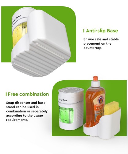 Kitchen Dish Soap Dispenser with Sponge Holder 3-in-1 Countertop Dishwashing So - Picture 5 of 6