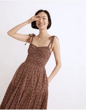 Madewell Lucie Tie Strap Tiered Midi Dress Sz S
