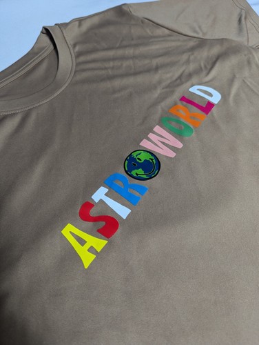 Astroworld T Tee Shirt Mens Womens Tan Beige Travis Scott Merch Record Size M - Picture 3 of 5