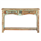 Vintage Console Table 120x40x75 cm Solid Reclaimed Wood with 2 Drawers & Shelf