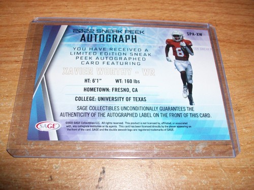 2022 Sage Low Series Black NFL Football Xavier Worthy Rookie Auto Card Chiefs - Picture 2 of 2